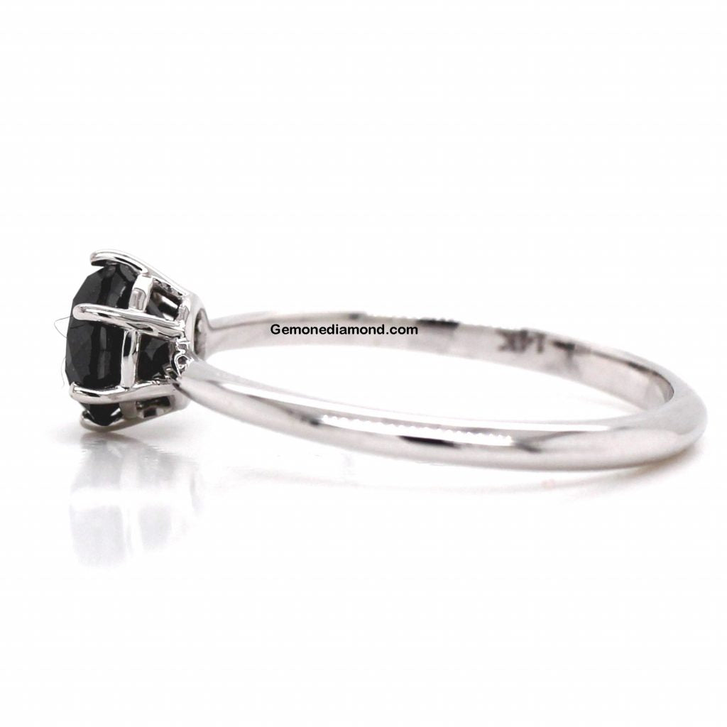 1 Carat Round Cut 6 Prong Solitaire Black Diamond Engagement Ring Solitaire Engagement Rings