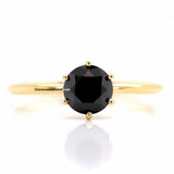 1 Carat Round Cut 6 Prong Solitaire Black Diamond Engagement Ring