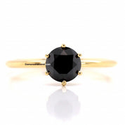 1 Carat Round Cut 6 Prong Solitaire Black Diamond Engagement Ring Solitaire Engagement Rings