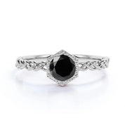 1.01 Carat Bezel Set Round Cut Solitaire Black Diamond Engagement Ring Solitaire Engagement Rings