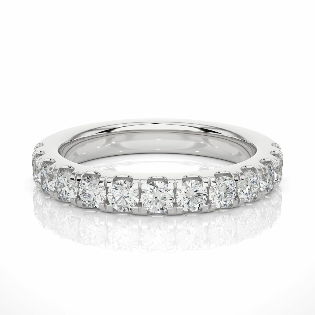 1 Carat 3mm Round Prong Setting Diamond Eternity Band In Rose Gold White