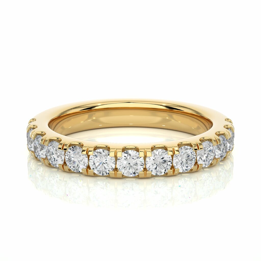 1.40 CT Round Prong Setting Diamond Eternity Band 18K Yellow Gold Natural Diamond