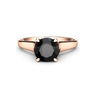 1 Carat Round Shaped Four Prong Basket Setting Solitaire Black Diamond Ring