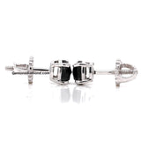 1 Carat Rose Cut Black Diamond Stud Earring In White Gold