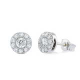 1.05 Carat Round Cut Halo Prong Setting Lab Diamond Stud Earings In White Gold