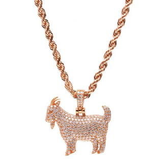 2 Carat Round Cut Pave Setting Goat Diamond Pendant In Rose Gold