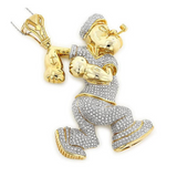 5 Carat Round diamond Pave Setting Popeye Lab Diamond Pendant In Yellow Gold 