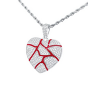 1.40 Ct Round Cut Pave Set Heart Broken Design Lab Diamond Pendant 950 Platinum Natural Diamond