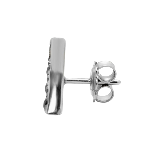 1 Ct Black Diamond Triangle Shape Single Stud Earrings