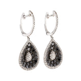 3.5ct Round Cut Pave Setting Black and White Diamond Drop Earrings