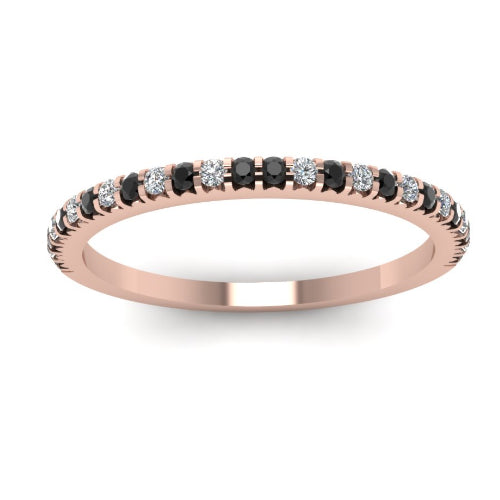 0.60 Carat Round Cut Bar Setting Black And White Diamond Half Eternity Ring