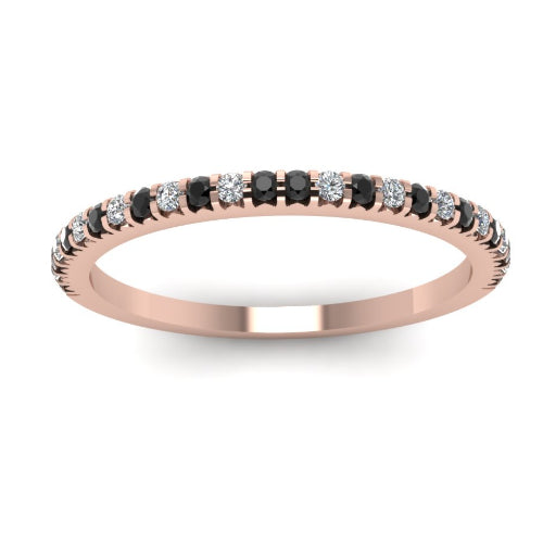 0.30 Carats Black And White Diamond Eternity Ring in 14K Rose Gold 