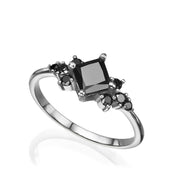 2 Ct Princess Cut Prong Set Black Diamond Engagement Ring Black Diamond Engagement Ring