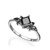 2 Ct Princess Cut Black Diamond Engagement Ring