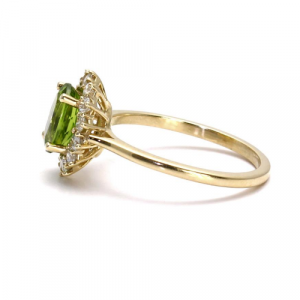 4.28 Carat Oval Shape Halo Prong Setting Peridot Gemstone Ring
