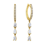 1 Carat Pear And Round Cut Prong Set Diamond Drop Earrings