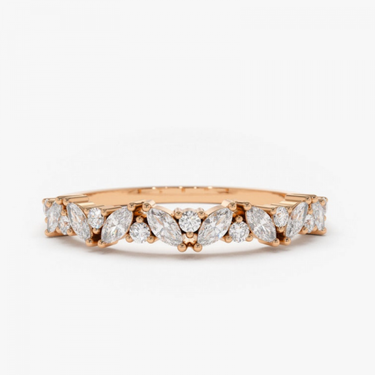 1 Carat Marquise And Round Prong Setting Diamond Ring With Accents In Rose Gold 