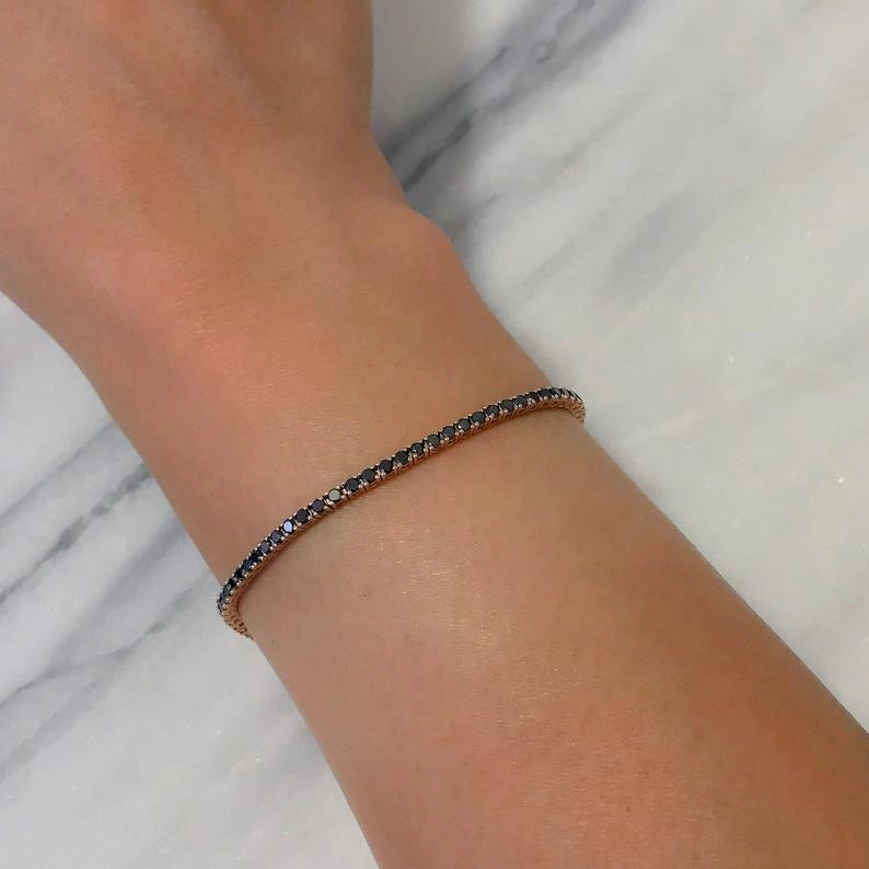 2.50 Ct Black Diamond Tennis Bracelet in Rose Gold