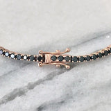 2.60 Ct Prong Setting Black Diamond Tennis Bracelet In Rose Gold