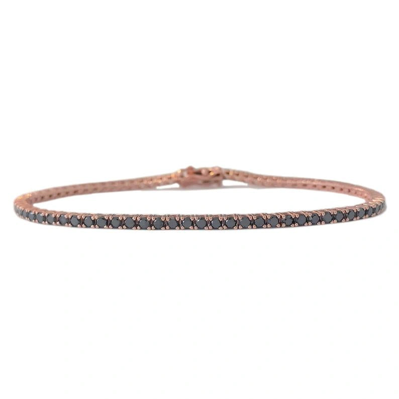 2.50 Ct Black Diamond Tennis Bracelet in Rose Gold