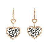 Shop 3 Carat Heart Design Black & White Diamond Drop Earrings