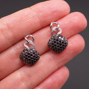 1 Ct Round Cut Black Diamond Drop Earrings