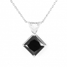 2 Carat Princess Cut Solitaire Prong Setting Black Diamond Pendant