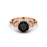 2 Carat Black Diamond Flower Design Black And White Diamond Engagement Ring