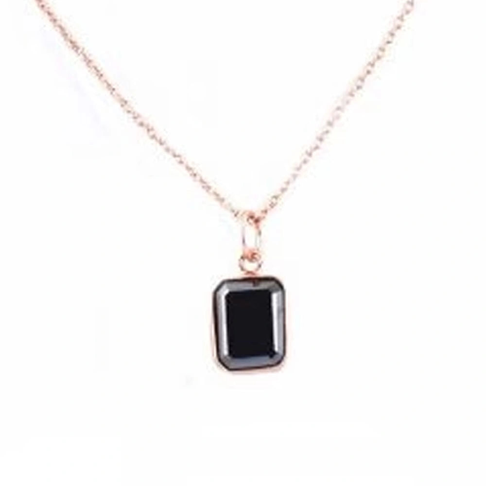 2 Carat Emerald Cut Diamond Solitaire Black Diamond Pendant necklace
