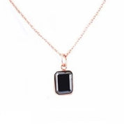 2 Carat Emerald Cut Diamond Solitaire Black Diamond Pendant necklace