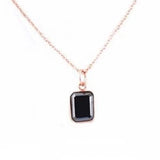 2 Carat Emerald Cut Diamond Solitaire Black Diamond Pendant necklace