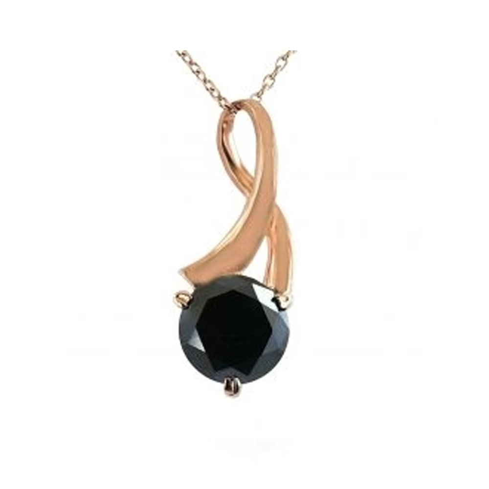 2 Ct Round Cut Diamond Solitaire Black Diamond Pendant