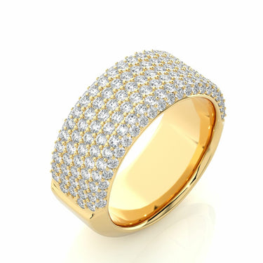 2 Ct Round Cut 7 Row Pave Setting Diamond Band In Yellow Gold