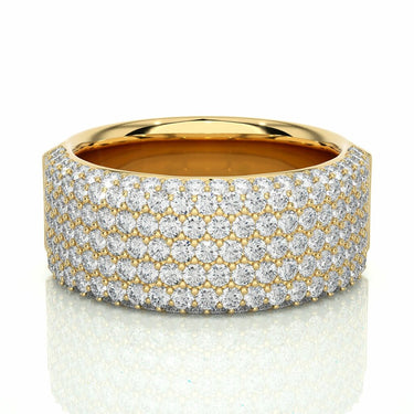 2 Ct Round Cut 7 Row Pave Setting Diamond Band In Yellow Gold