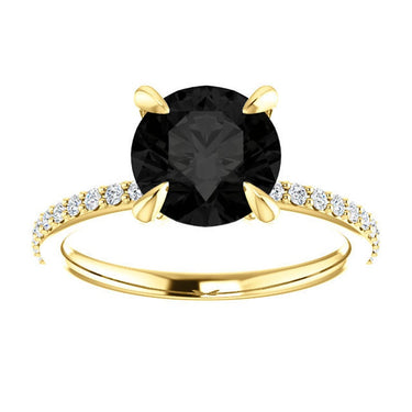 2.3 Carat Round Cut Prong Setting Black And White Diamond Ring In White Gold