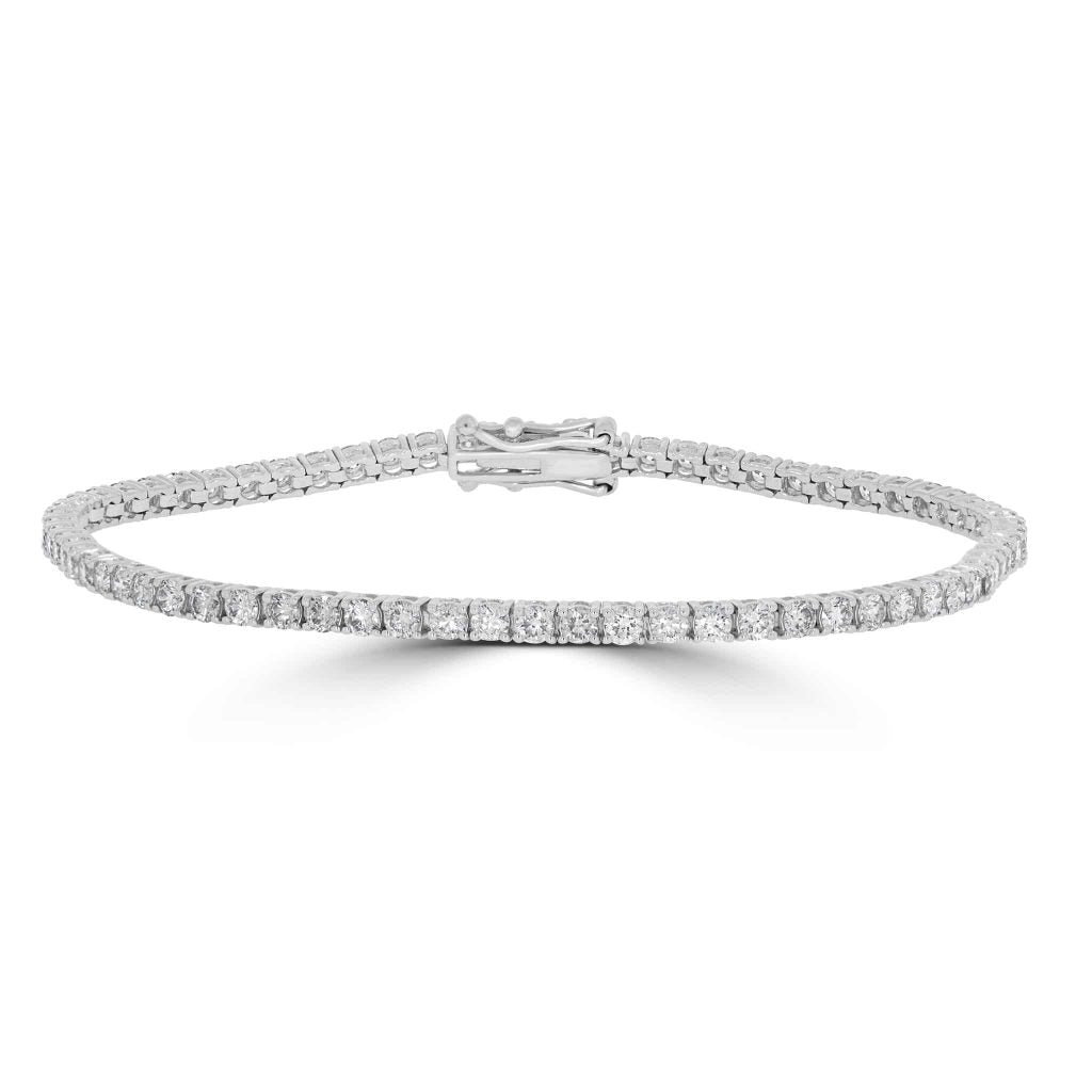 2.87 Ct Round Shaped Diamond Tennis Bracelet In White Gold 950 Platinum Natural Diamond