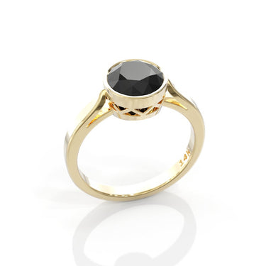 2ct Black Diamond Yellow Gold Solitaire Engagement Ring
