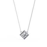 2 Ct Princess Lab Diamond Bezel Necklace Yellow Gold