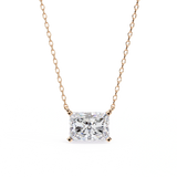 2 Ct Radiant Lab Diamond Bezel Set Necklace In White Gold