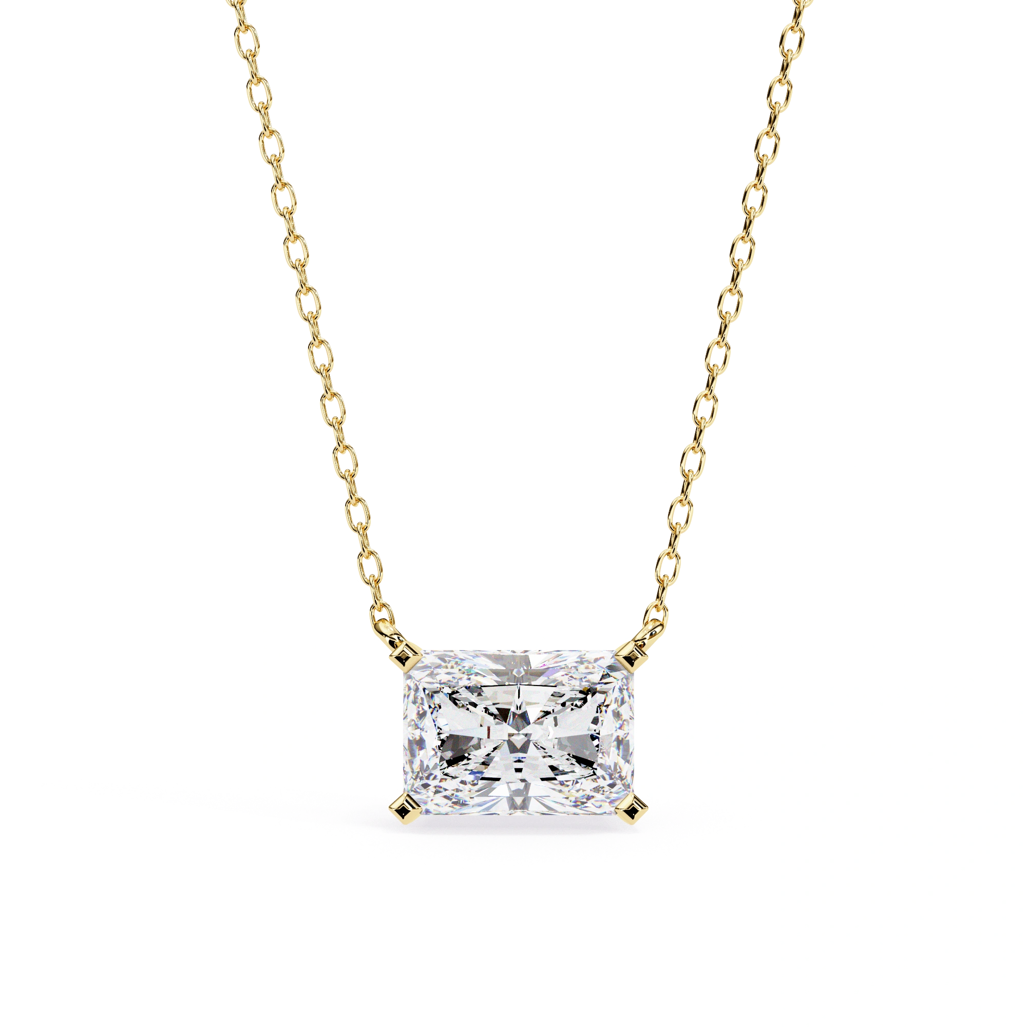 2 Ct Radiant Lab Diamond Bezel Set Necklace In White Gold Lab Diamond