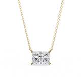 2 Ct Radiant Lab Diamond Bezel Set Necklace In White Gold