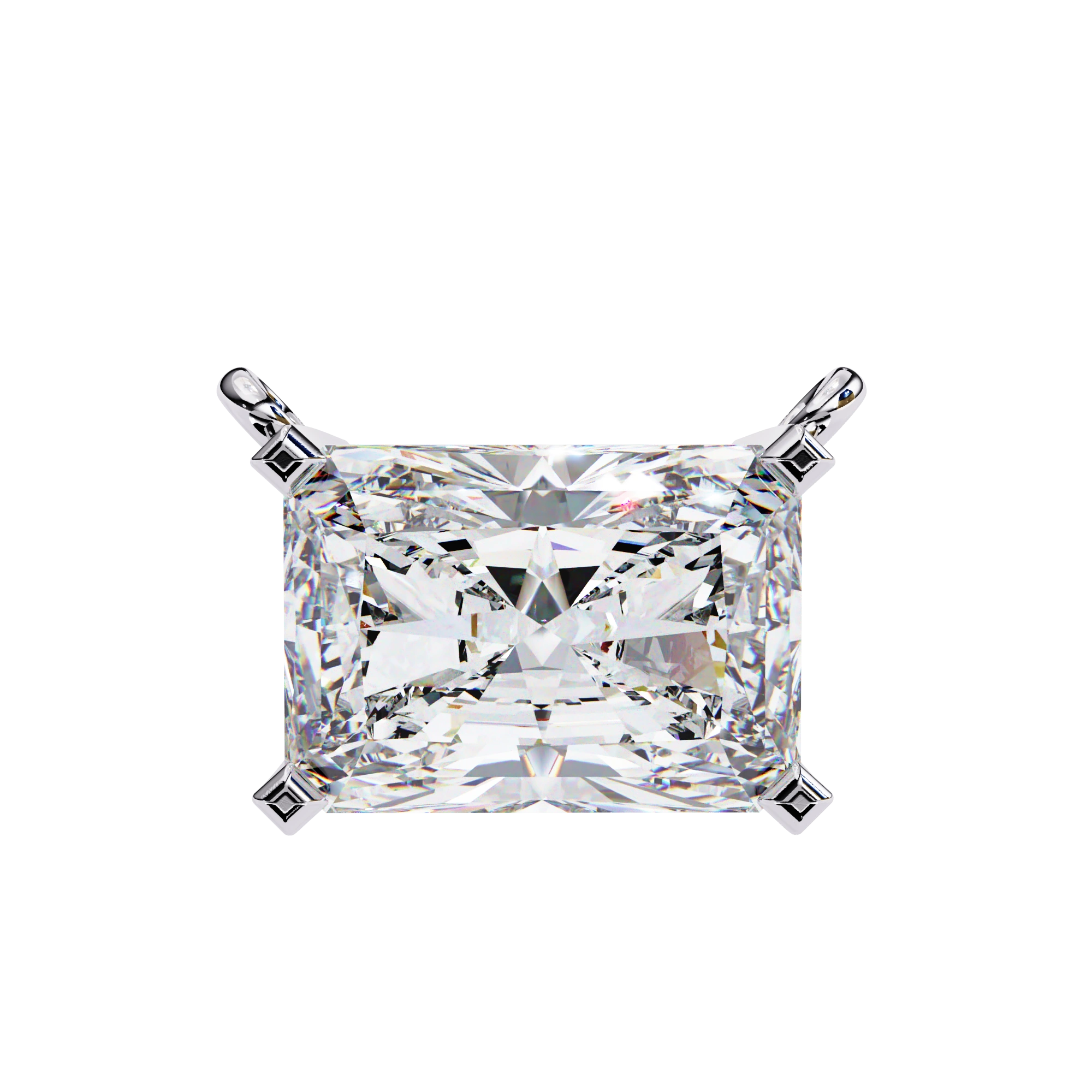 2 Ct Radiant Lab Diamond Bezel Set Necklace In White Gold