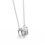 2 Ct Radiant Lab Diamond Bezel Set Necklace In White Gold