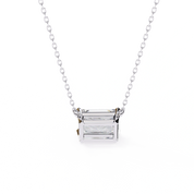 2 Ct Radiant Lab Diamond Bezel Set Necklace In White Gold