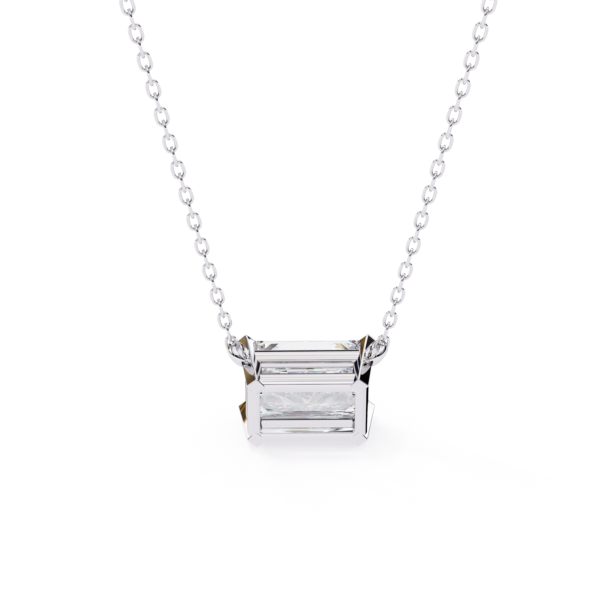 2 Ct Radiant Lab Diamond Bezel Set Necklace In White Gold