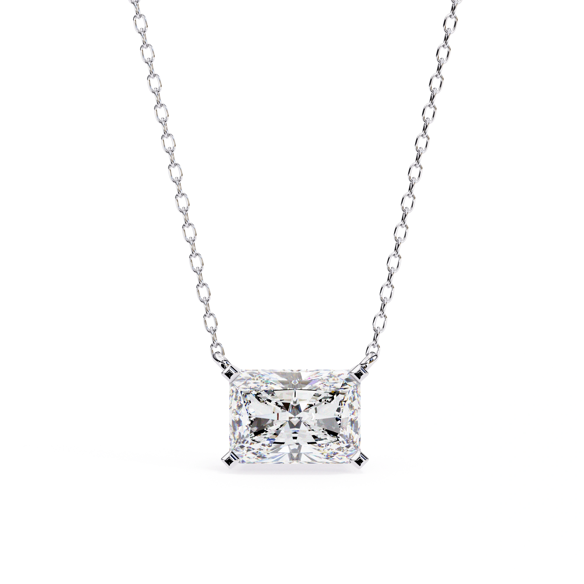 2 Ct Radiant Lab Diamond Bezel Set Necklace In White Gold Lab Diamond