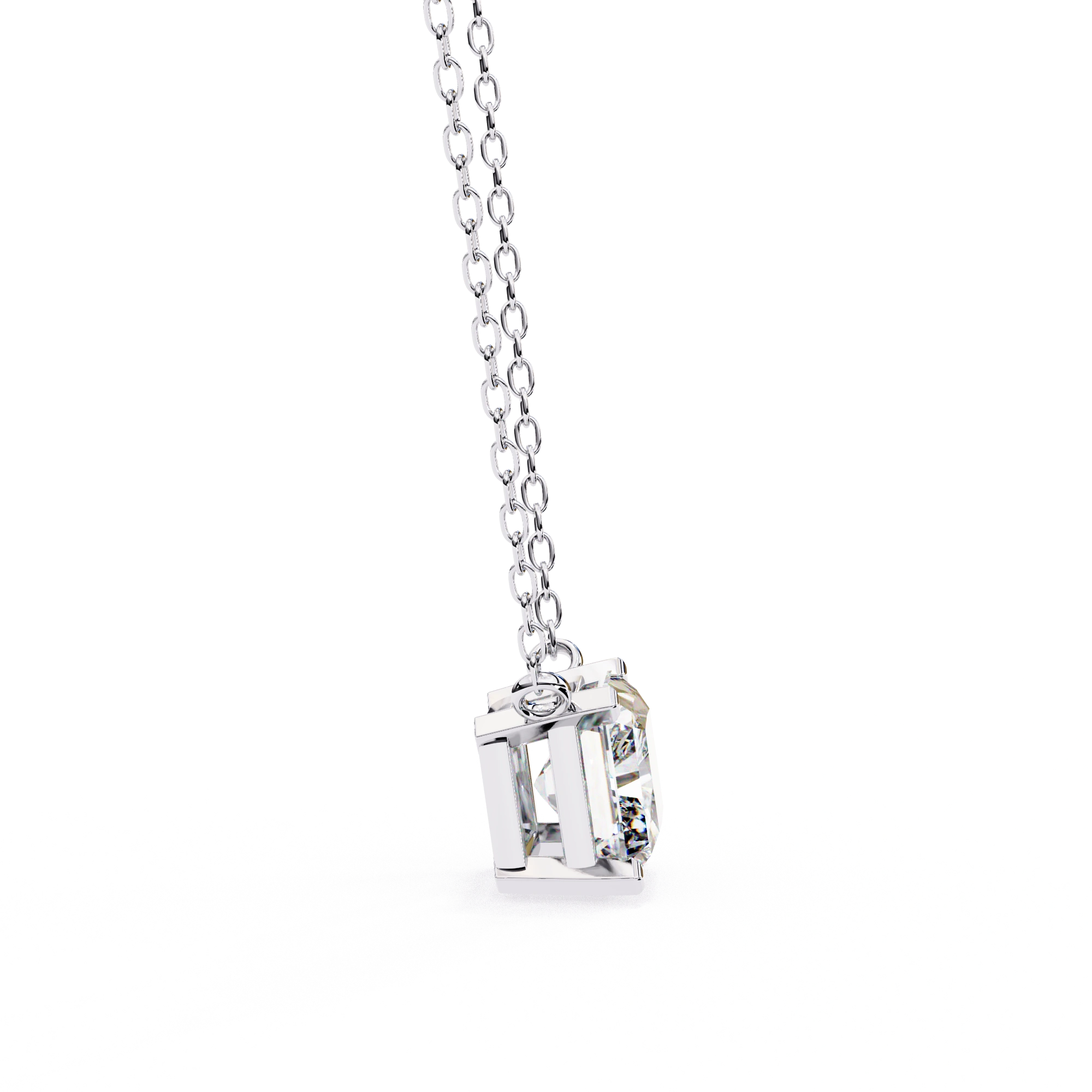 2 Ct Radiant Lab Diamond Bezel Set Necklace In White Gold