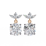 2.04 Carat Diamond Drop Earrings Floral Marquise Dangle Design Lab Diamond