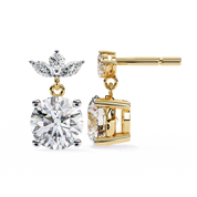 2.04 Carat Diamond Drop Earrings Floral Marquise Dangle Design