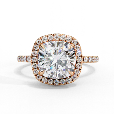 2.10 Carat Cushion Cut Halo Lab Diamond Engagement Ring In Rose Gold